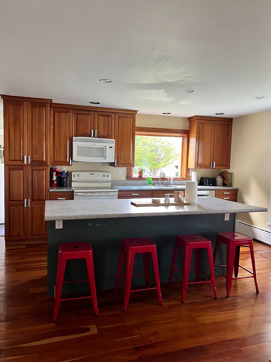 Kitchen with island seating for four