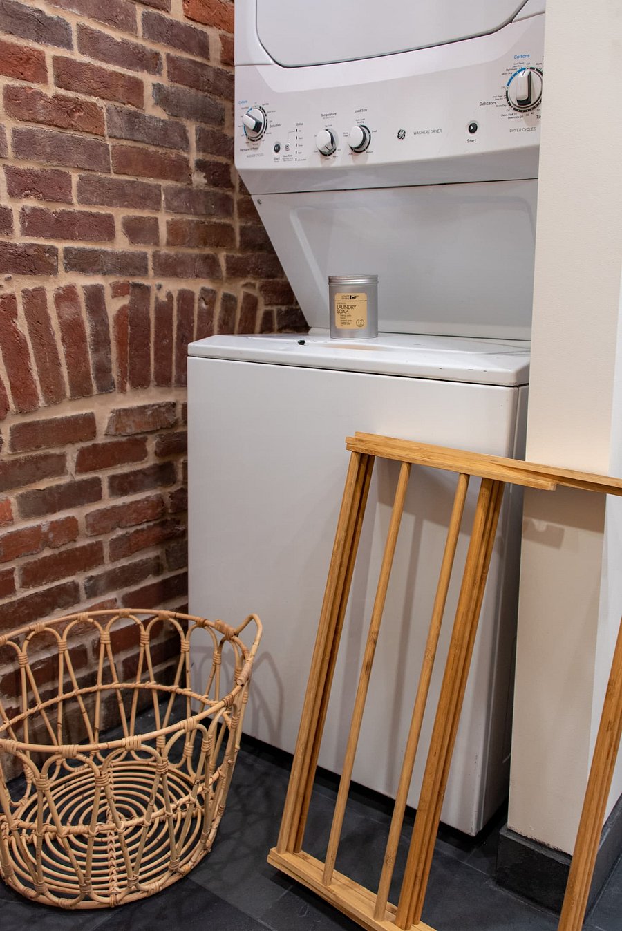 Stacking washer/dryer in the bathroom