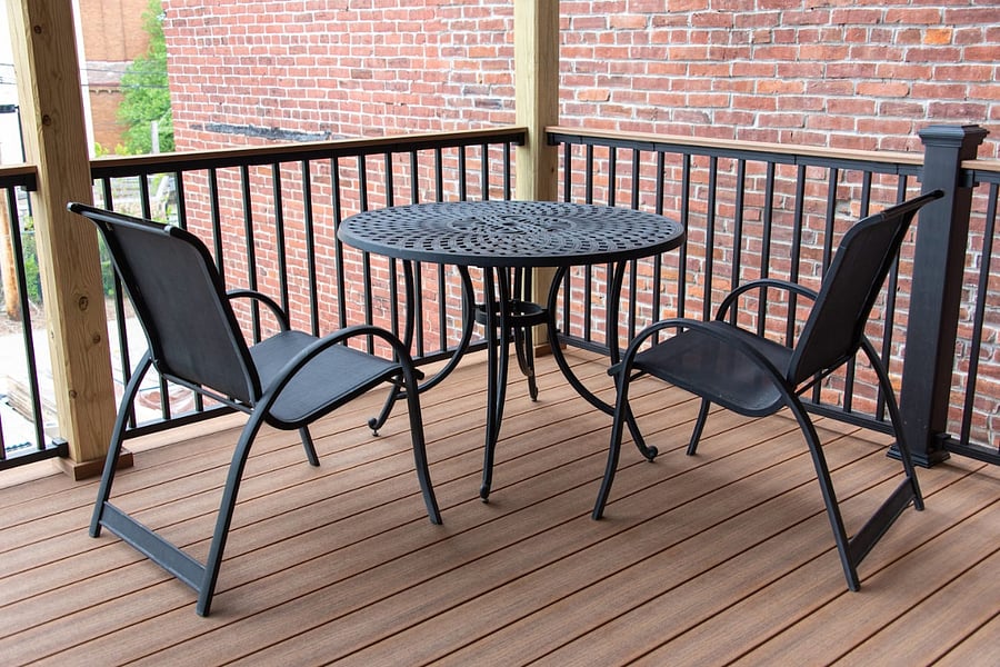 Chairs and table on the deck