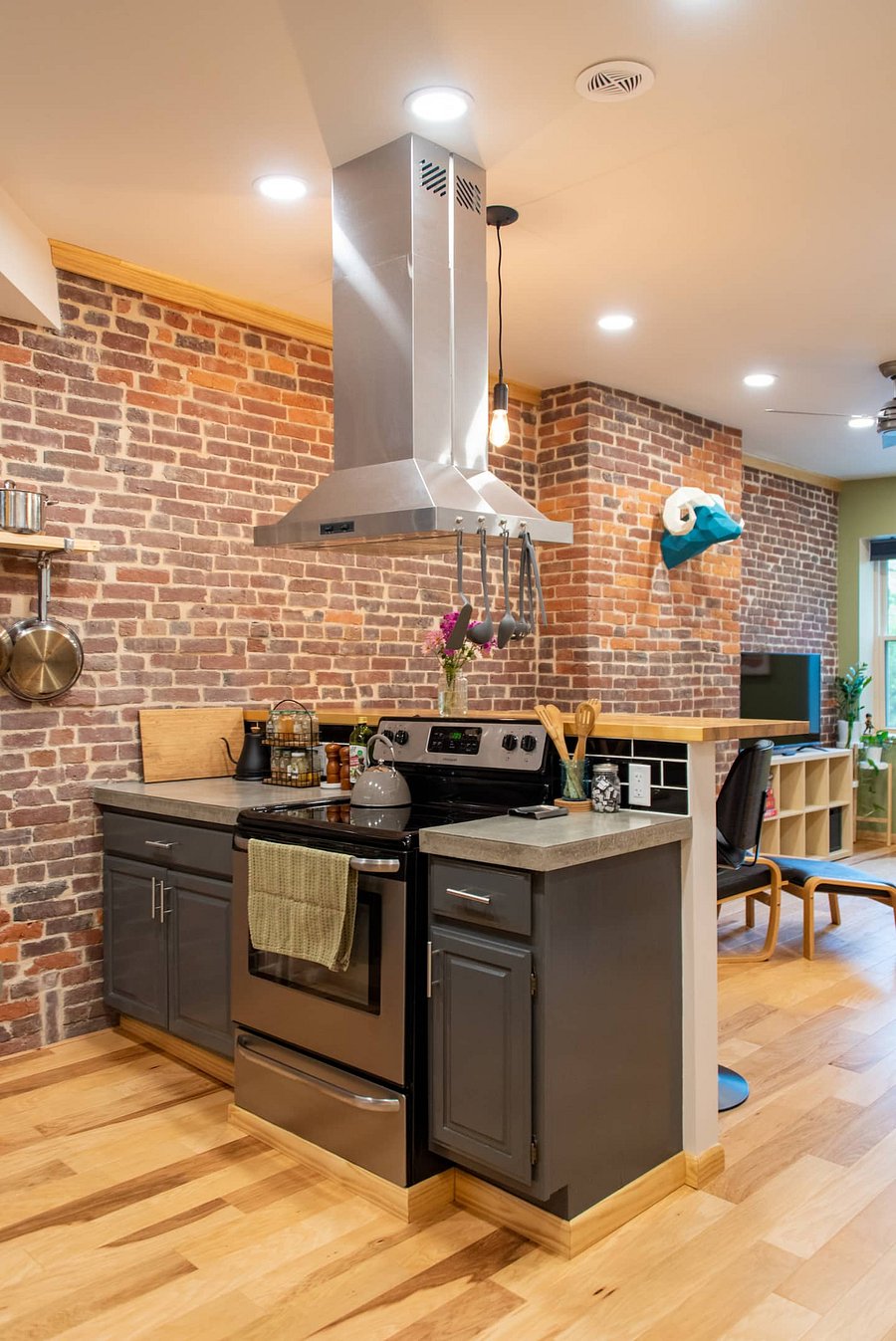 Electric stove/oven with vent hood