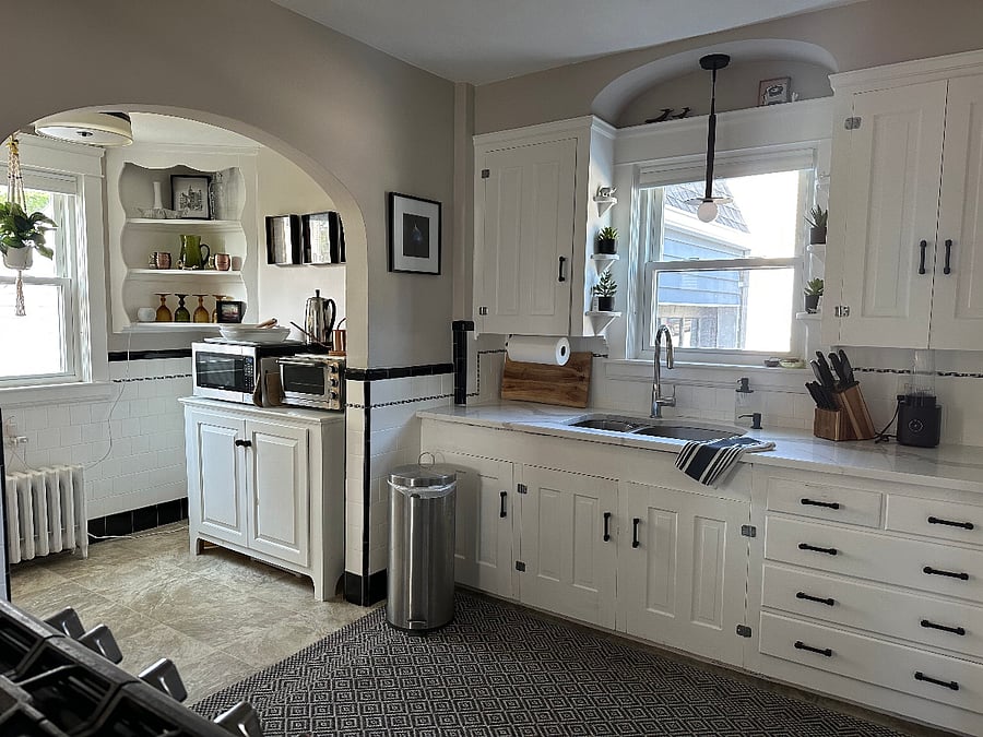 Whole Kitchen looking toward driveway.