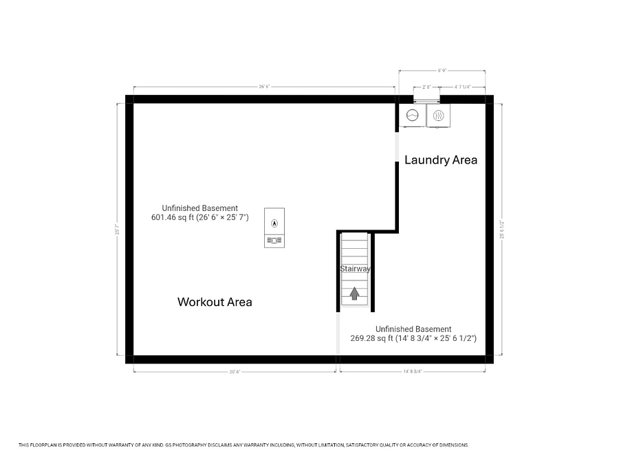 Basement layout with room measurements