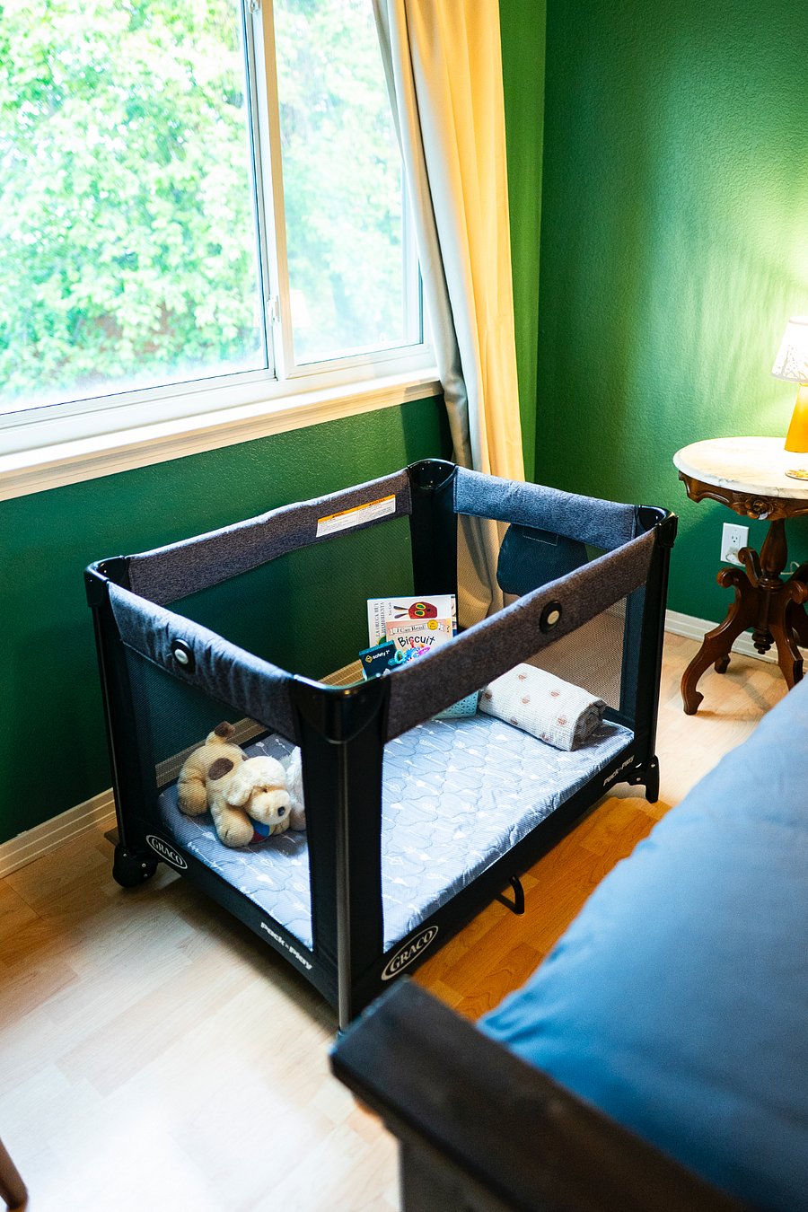 Optional set up of Pack & Play for little ones. Stored in master closet.