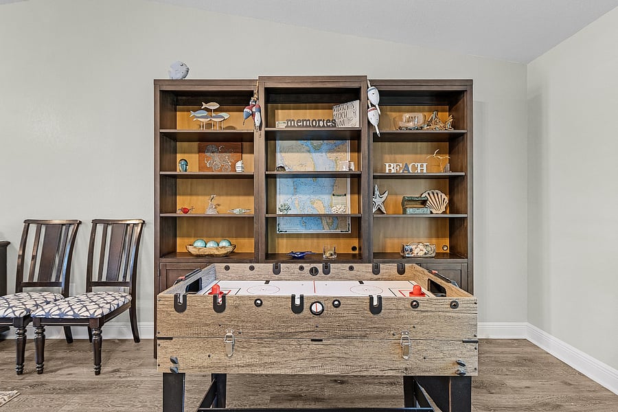 Air Hockey and Pool Table - Book case has tons of Games and puzzles