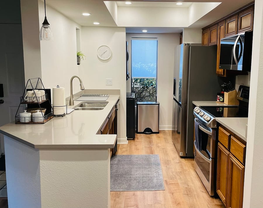 All brand new appliances include stackable washer and dryer.