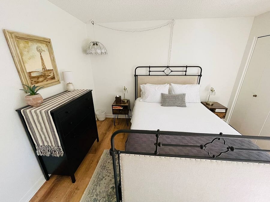 Bedroom #2: queen size bed with closet and dresser