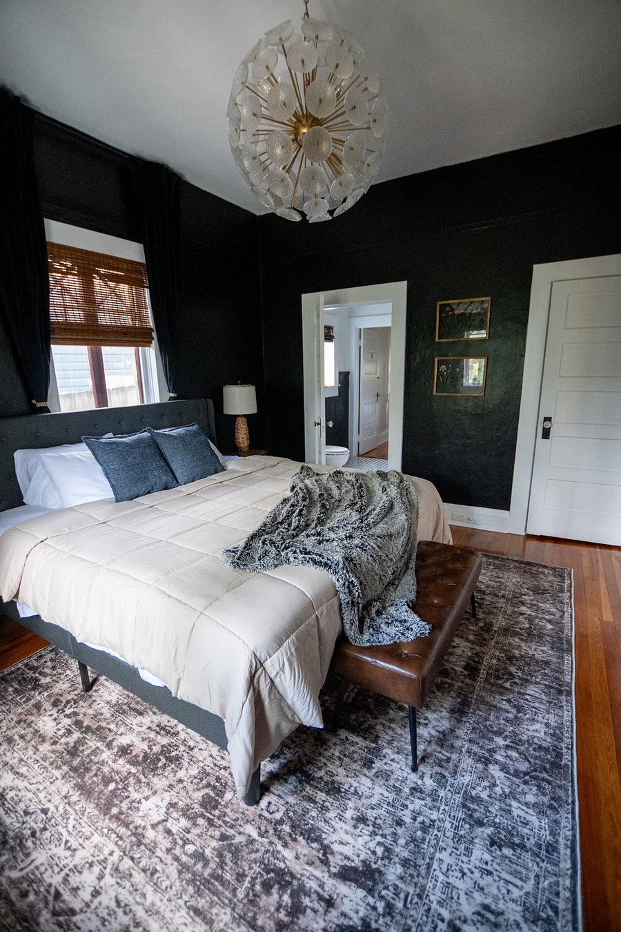 Bedroom 3 with king bed and TV with YouTube, shares a Jack-and-Jill bathroom with bedroom 2