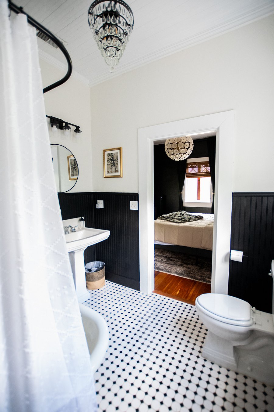 The Jack-and-Jill bathroom shared by bedrooms 2 and 3, complete with a clawfoot tub!