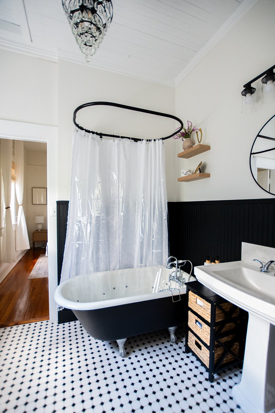The Jack-and-Jill bathroom shared by bedrooms 2 and 3, complete with a clawfoot tub!