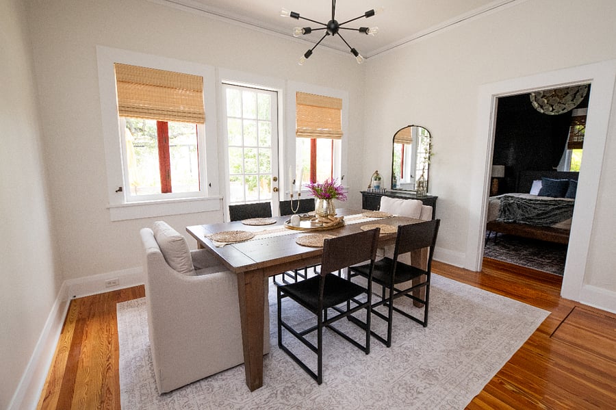 Gorgeous dining room overlooking the tropical backyard, seats up to 6