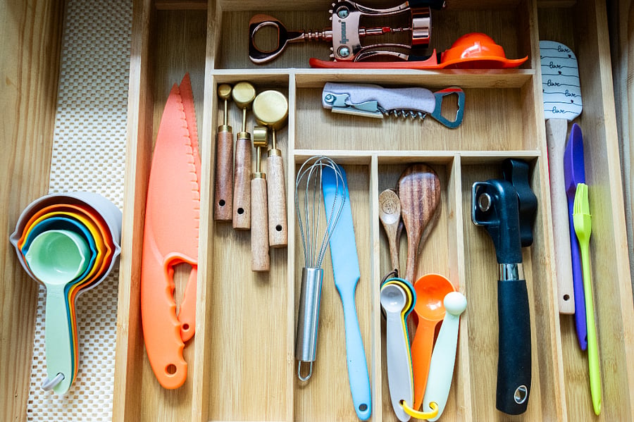 A variety of kitchen utensils are provided.
