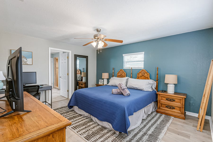 Primary Bedroom: King Bed and Roku TV