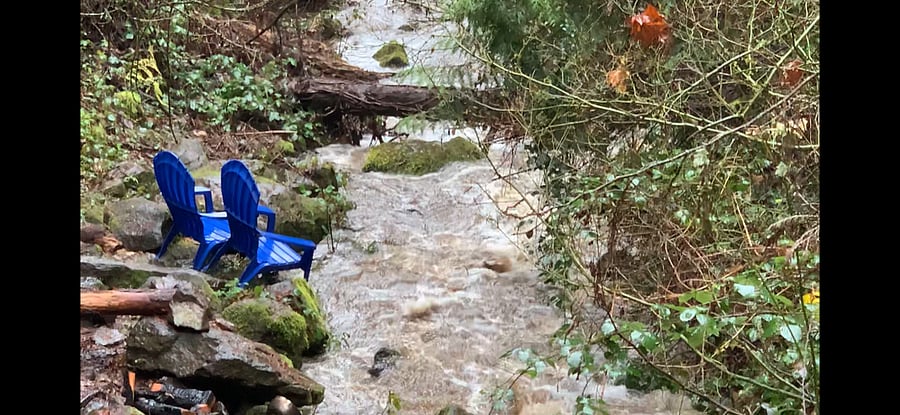 The river rages in the fall and winter 