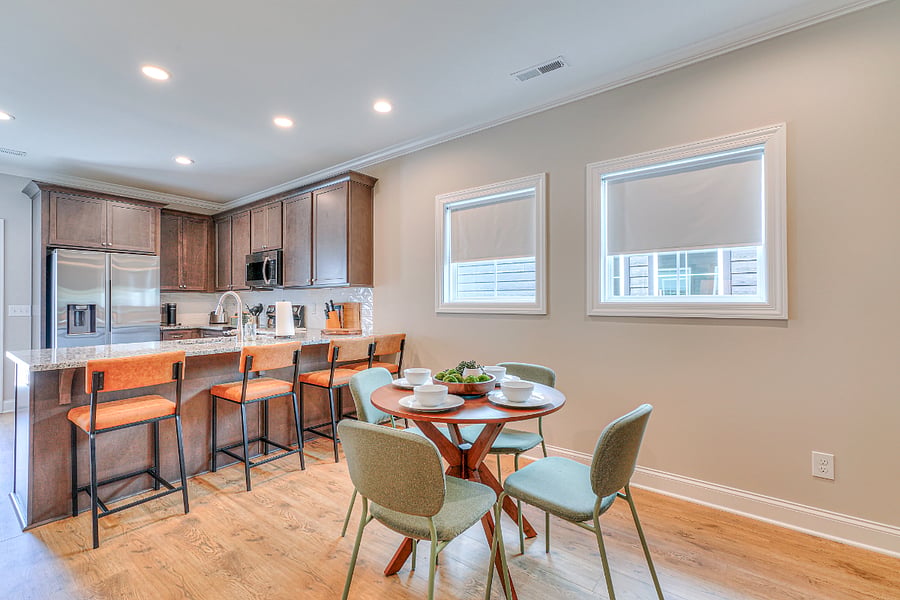 This kitchen is fully stocked with all the needed appliances for cooking and in house dining