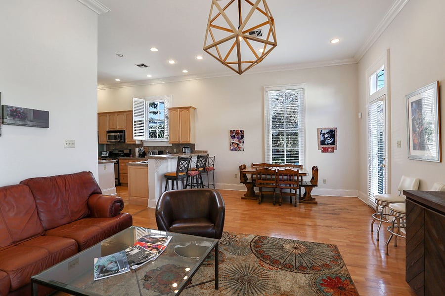 view from back living room toward back dining room and kitchen 