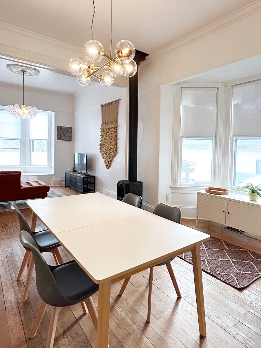 Dining room layout connects to the kitchen