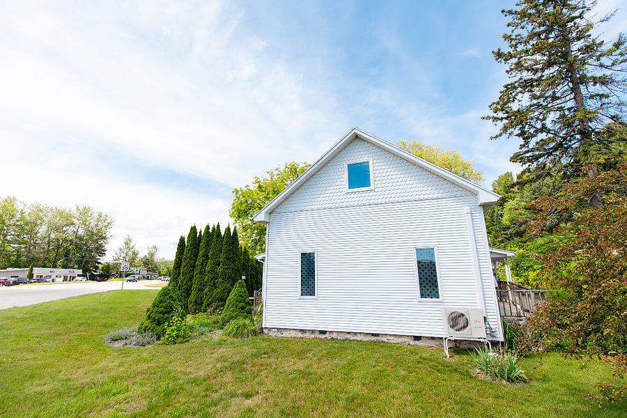 Viewing the east-facing side of the house.