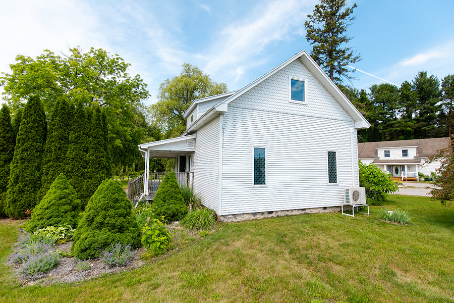 Viewing the east-facing side of the house.