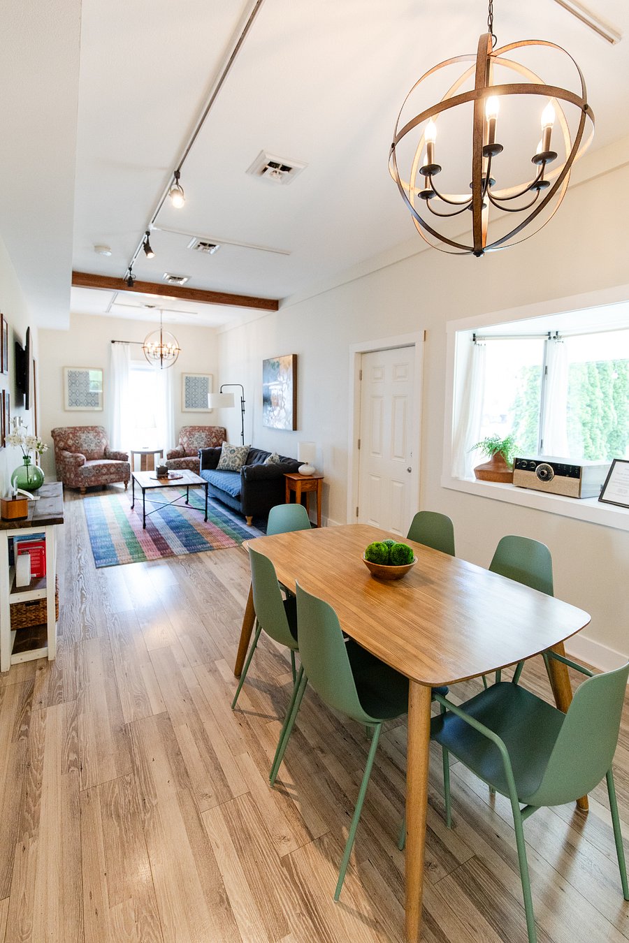 Open concept dining and living area.