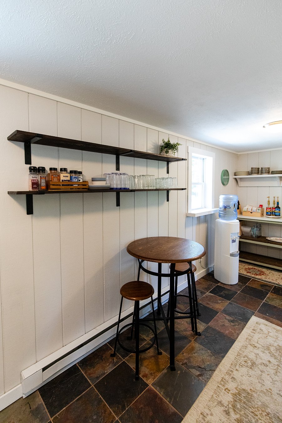 A bistro set in the kitchen for two.