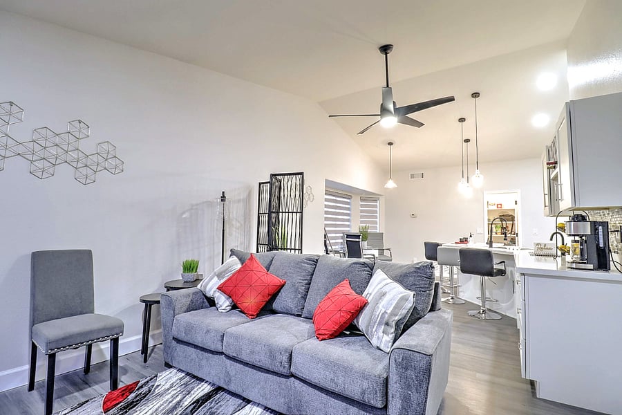 Den with Fireplace, Large Smart TV, Shared 