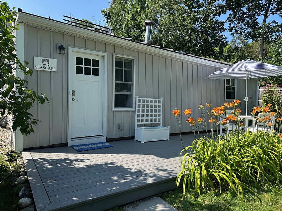 Newly installed PVC decking