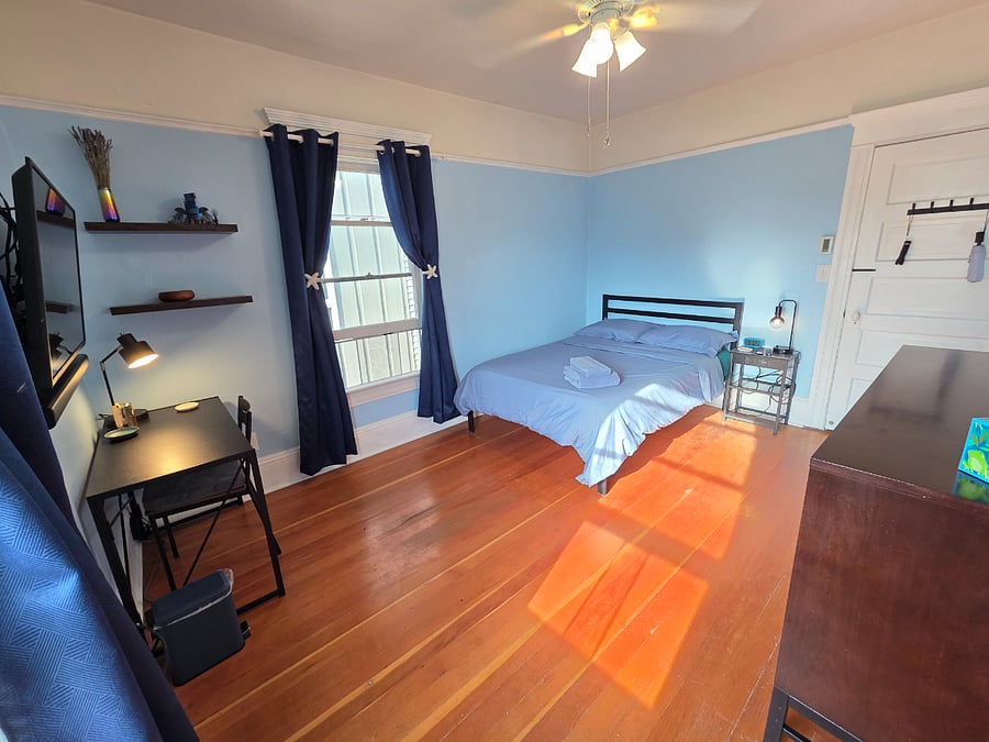 We recently repainted the walls and added a dresser and some hooks