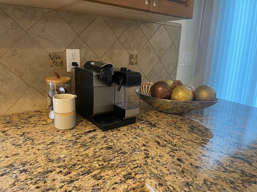 Nespresso is always stocked upon arrival.