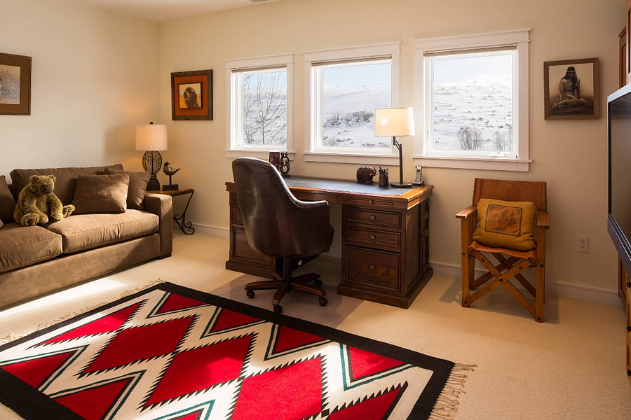 Office with Queen Pull Out Couch between Bedroom 1 and 4 on upper level. Large TV in this room as well. 