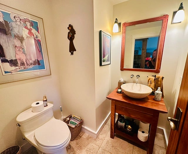 Guest half bath next to living room.