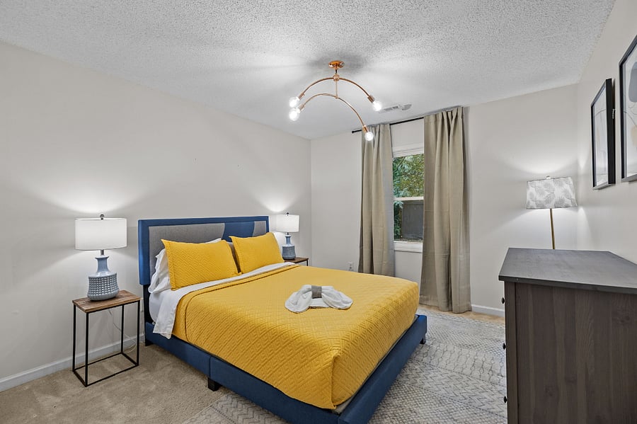 Escape to this queen bed retreat with closet
