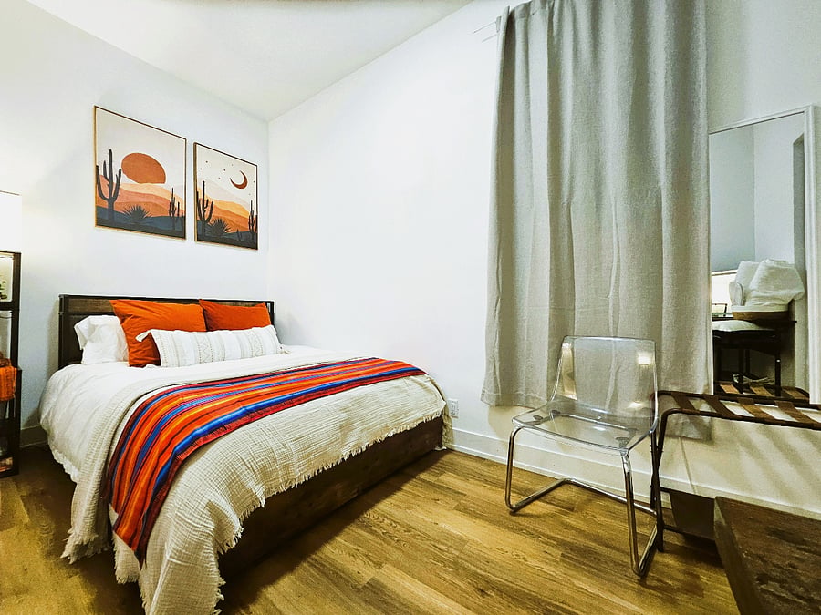 Winter Setup  Thoughtfully layered bedding, warm tones, and a soft comforter create a cozy, inviting space designed for restful sleep all winter long.