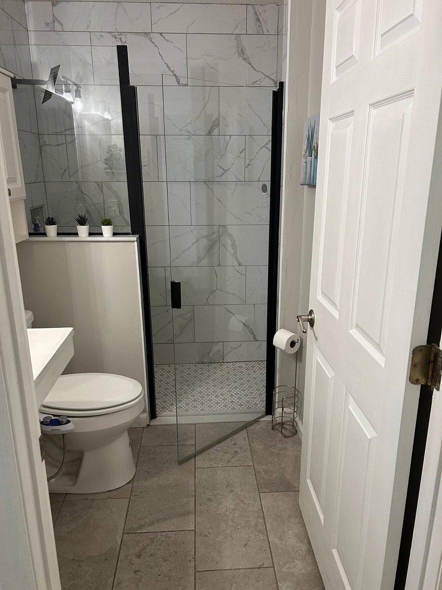 A recently updated bathroom that is yours during your stay
