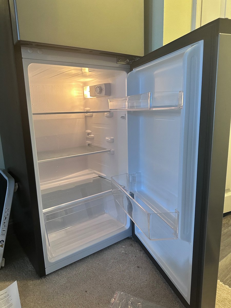 46 inch 4.4 cubic ft. Fridge and freezer. Not full size, mid-size. Also have access to full kitchen.