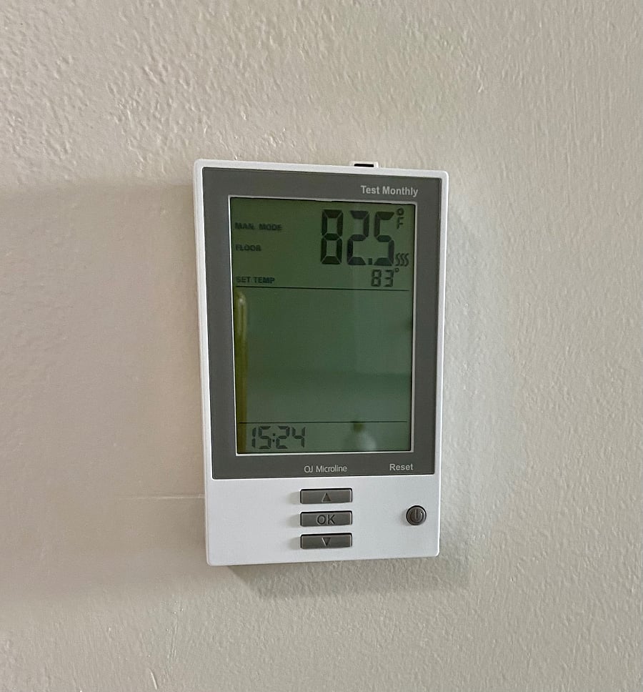 Your bathroom has heated floors.