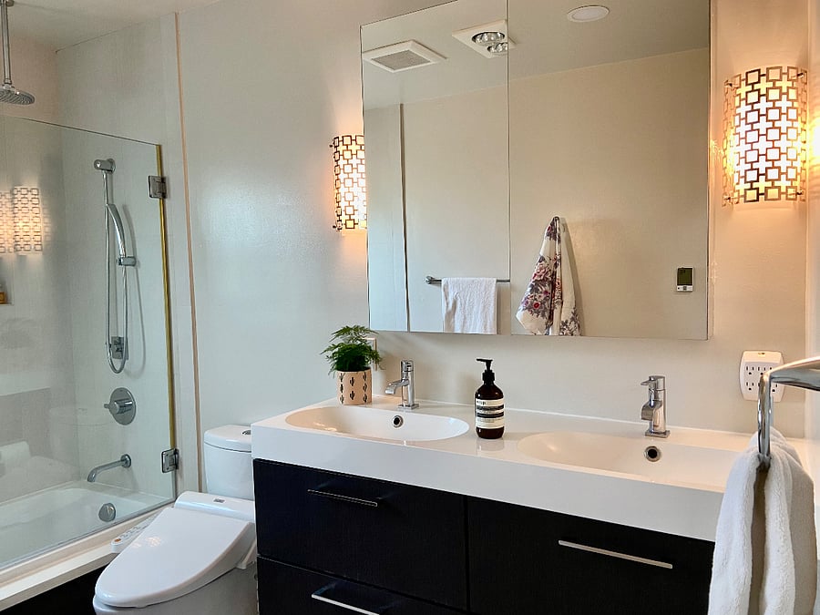 Your bathroom sink. We will empty out one side of the medicine cabinets and at least one large drawer for your use.