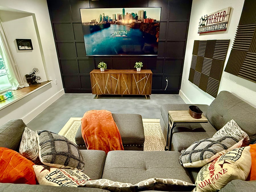 Living room with 85in smart tv