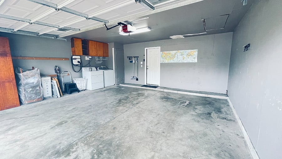 Two car garage, EVSE car charger and washer dryer