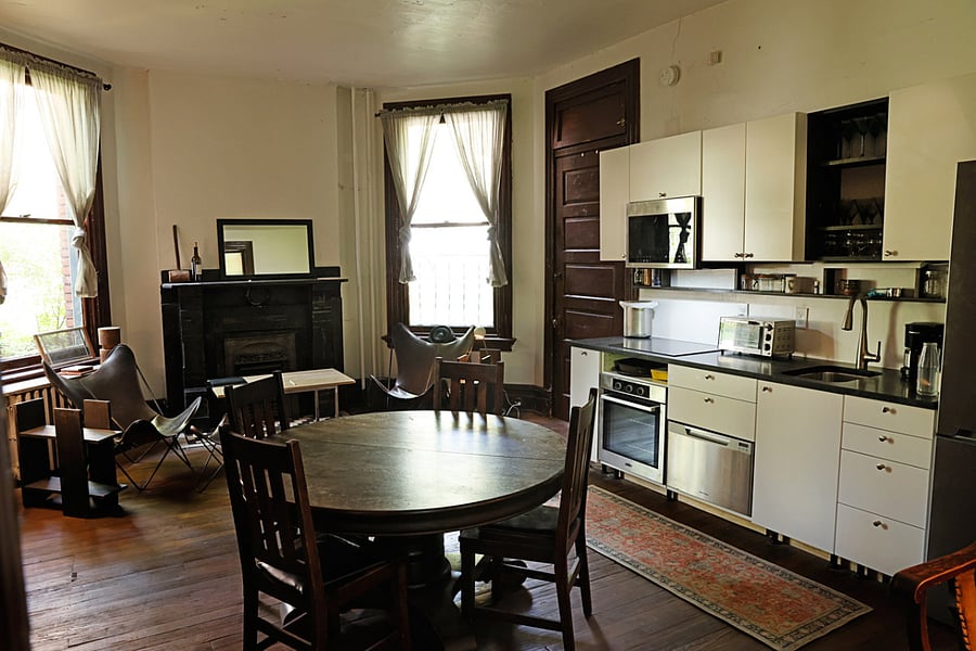 new high end appliances with microwave hood that vents outside.