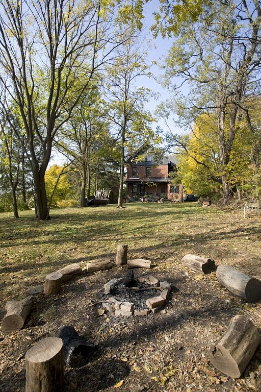 fire pit in back yard