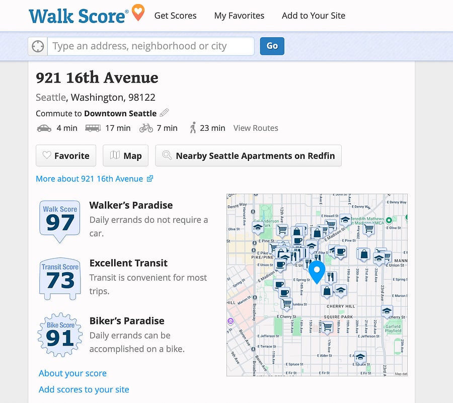 You can review the official Walk Score for the property! https://www.walkscore.com/score/921-16th-ave-seattle-wa-98122