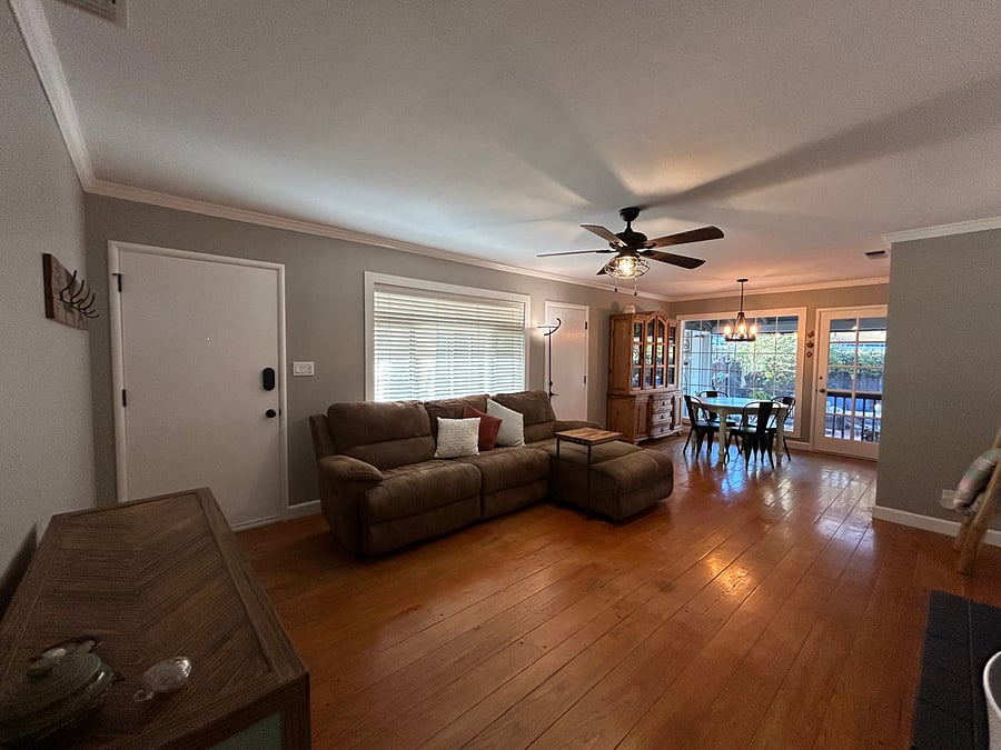 Living Space w/ large TV and sound system
