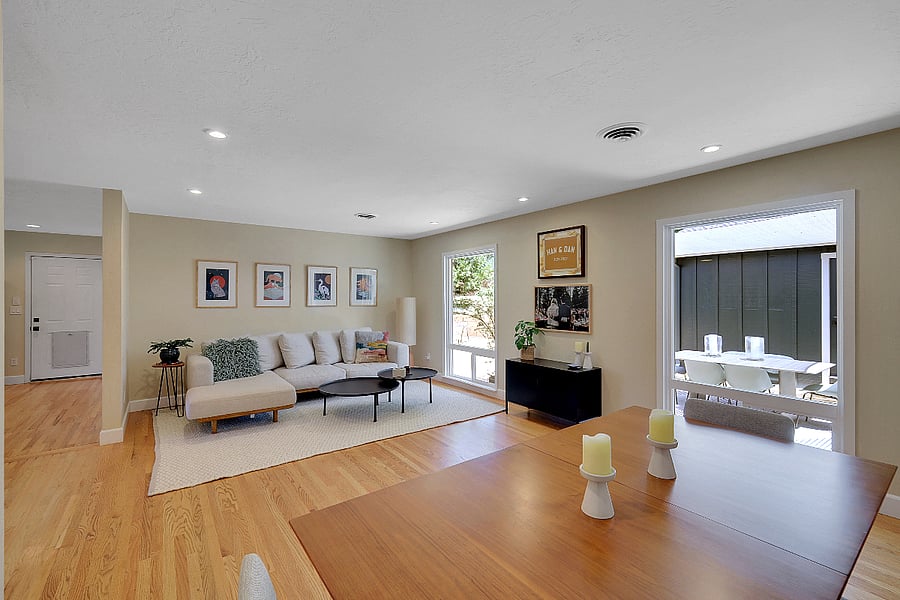 Additional seating area and dinning room with open floor plan and large windows that provide tons of natural light