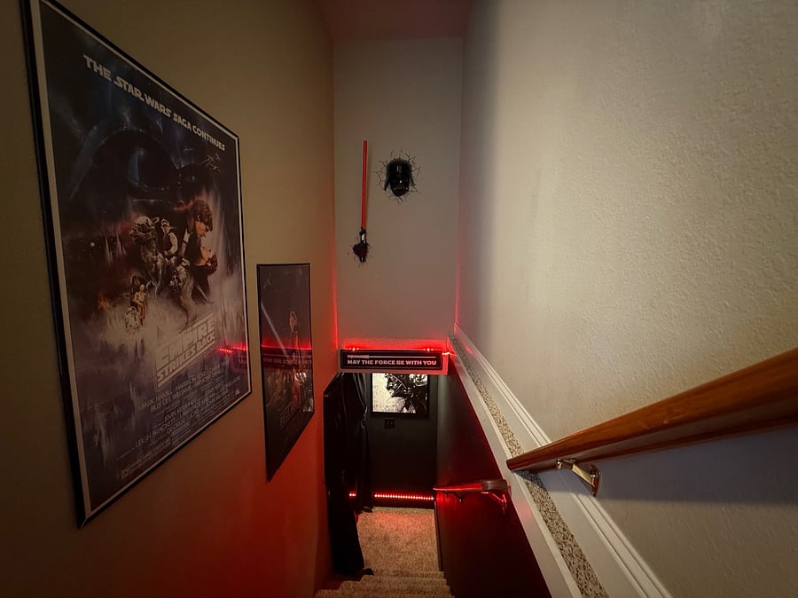 Stairs to bottom floor Movie Room