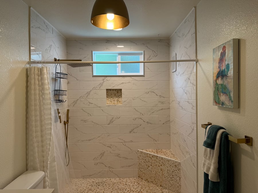 Walk in rain head shower attached to Bedroom #2