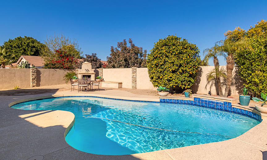 Back yard with pool