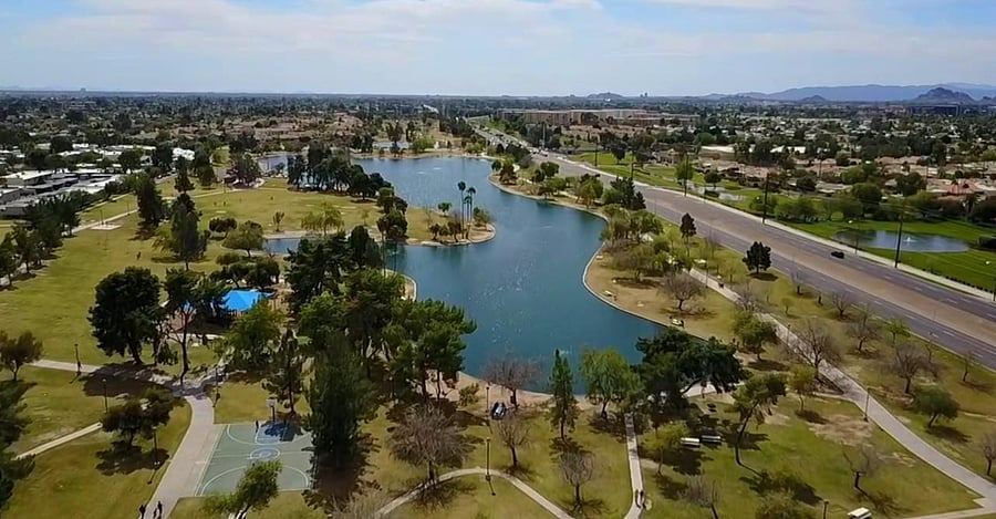 Right next store is a beautiful park with a lake that you can walk your furry friend or even fish! 