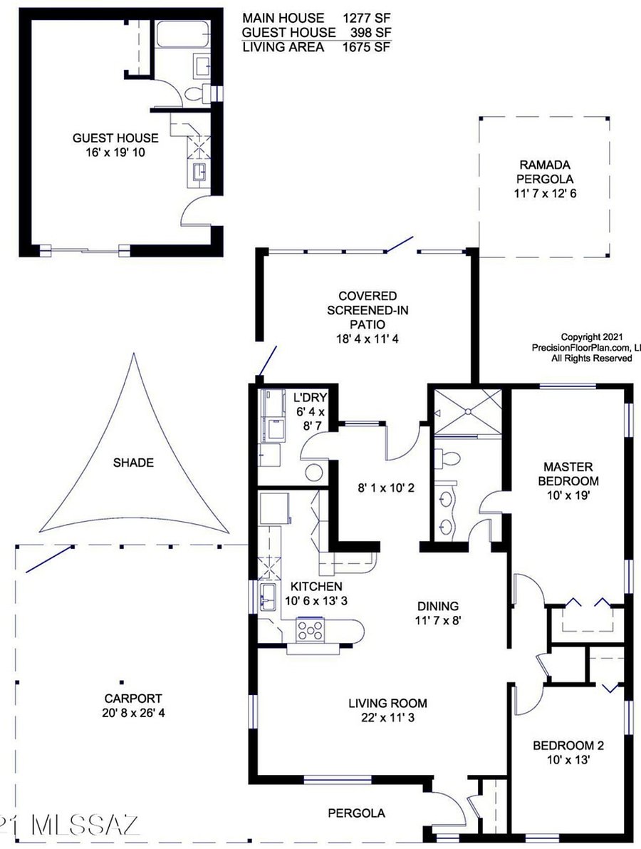 The casita is a separate rental. The only shared area with the casita is the driveway. All other areas are private.