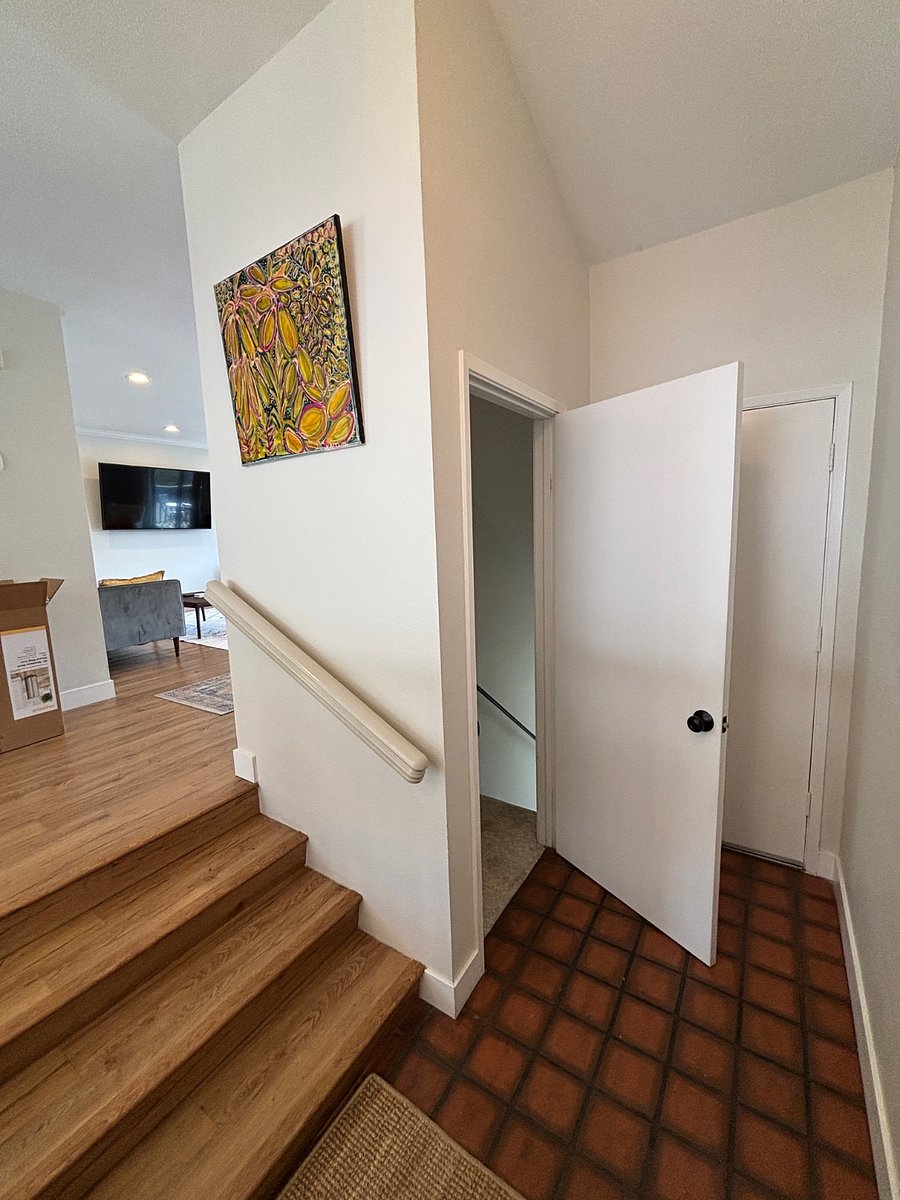 Interior stairway to garage