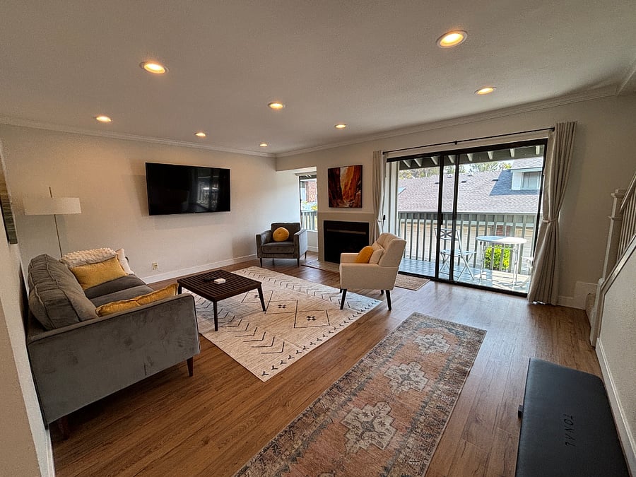 Living room looking to balcony